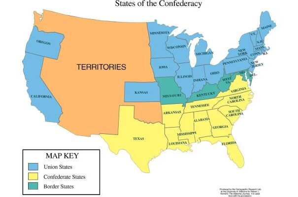 map of the states at the start of civil war correct